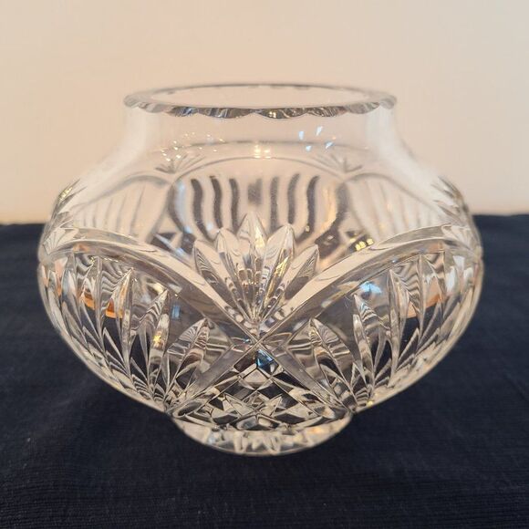 Rovelli Heavy Lead Cut Crystal Rose Potpourri Candy Bowl Vase Vintage Poland - Picture 3 of 13